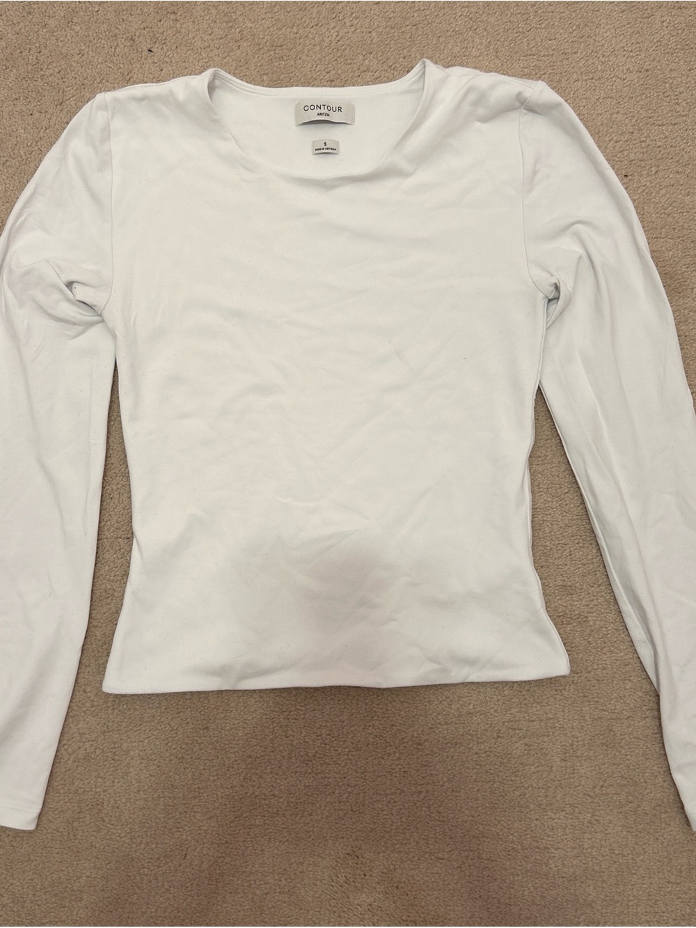 Aritzia White Long-Sleeve Crewneck Top
